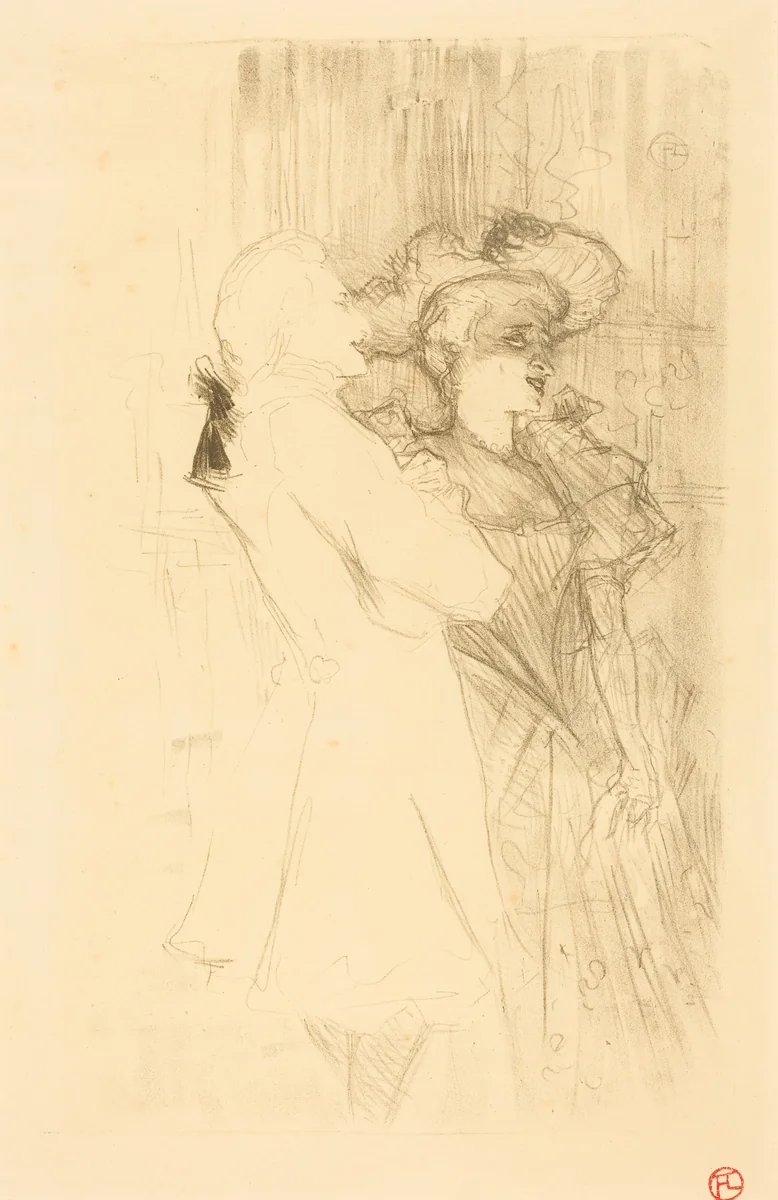 Lender and Auguez in "La chanson de fortunio" (Lender et Auguez dans "La chanson de fortunio") by Henri de Toulouse-Lautrec, print, 1895
