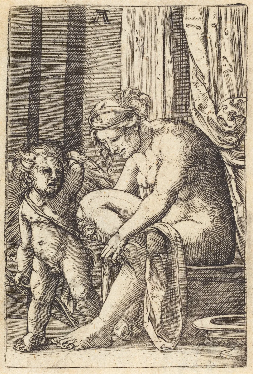Venus after the Bath by Albrecht Altdorfer
Marcantonio Raimondi, print, 1525-1530
