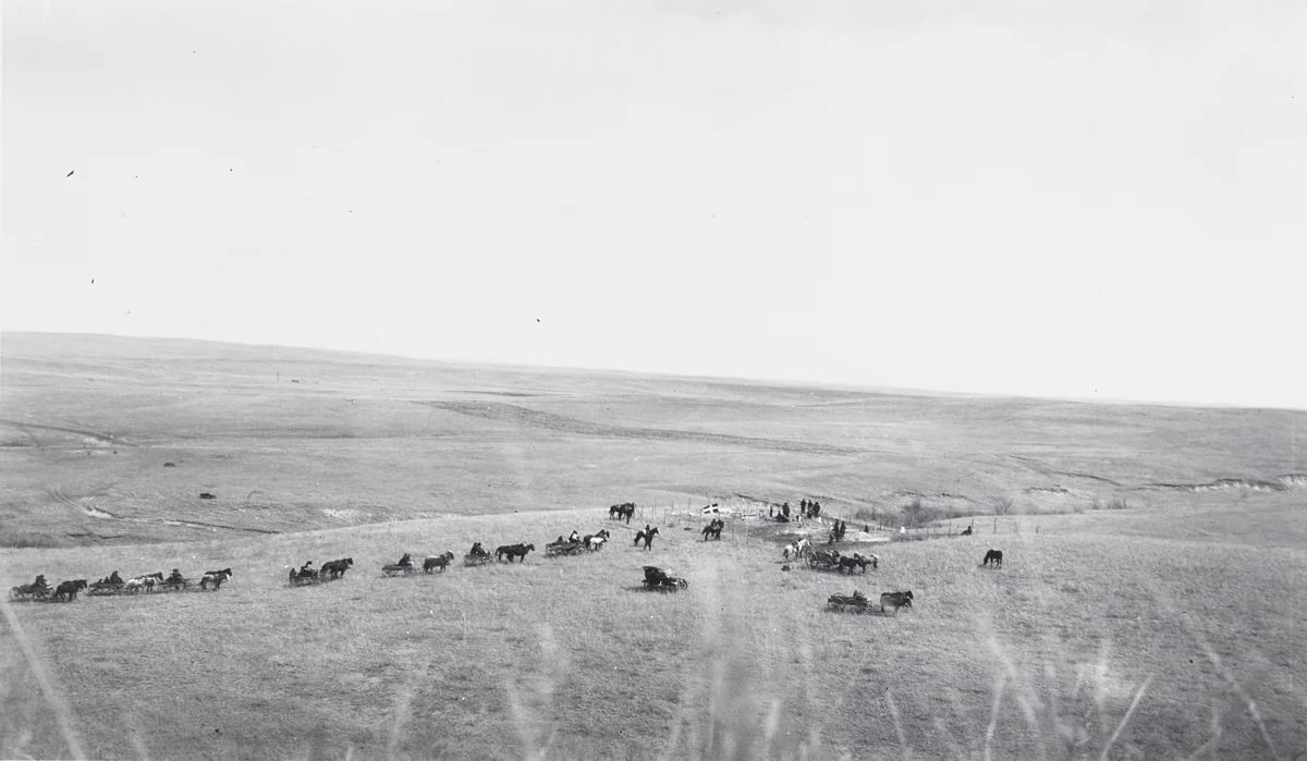 Bessie Moccasin Face's Funeral (White Horse Camp) by Eugene Buechel, photograph, 1923