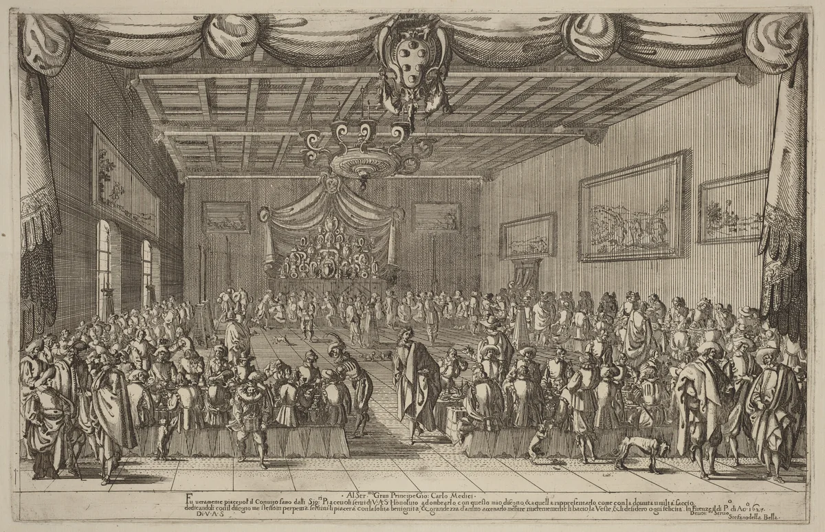 The Banquet of the Piacevoli by Stefano della Bella, print, 1627