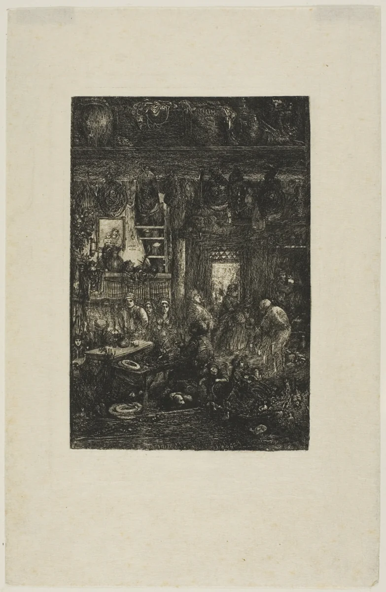 Moldavian Interior by Rodolphe Bresdin, print, 1859