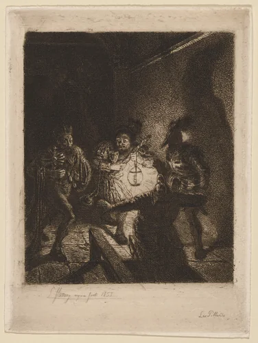Les Pillards by Léopold Flameng, print, 1848-1858