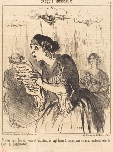 Premier sujet d'un café-concert chantant... by Honoré Daumier, print, 1852