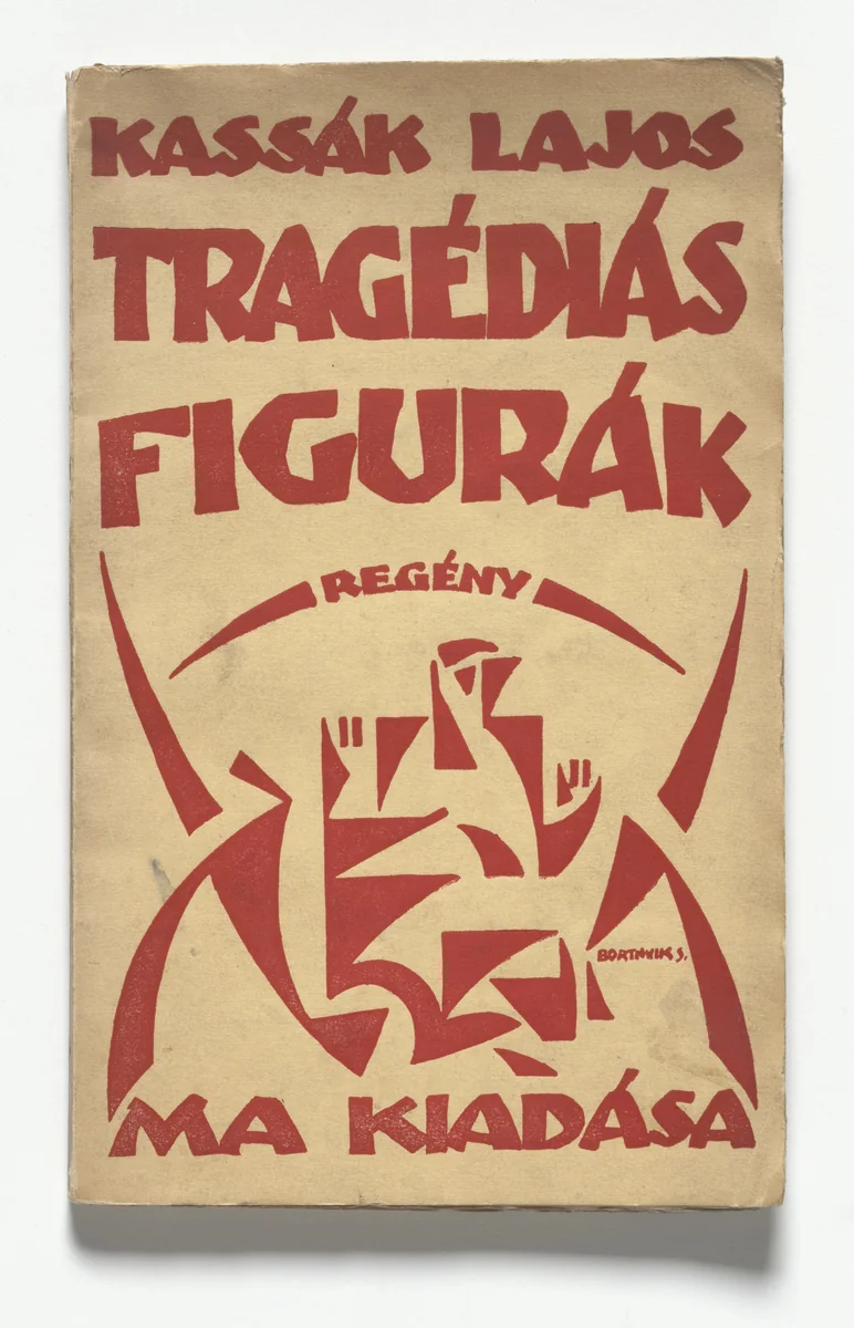 Cover from Tragédiás figurák: regény (Tragic Figures: A Novel) by Sándor Bortnyik, illustrated book, 1919