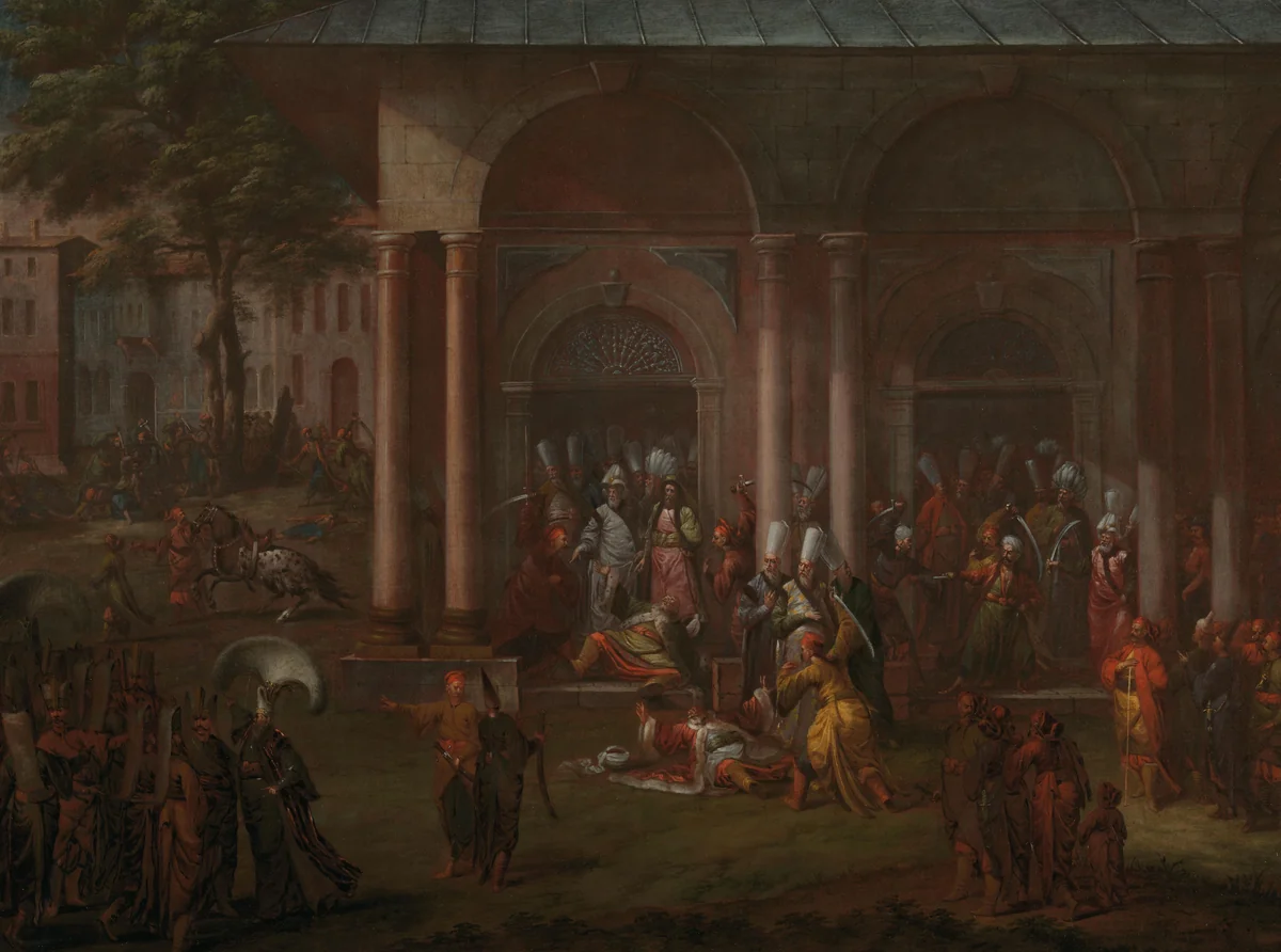 The Murder of Patrona Halil and his Fellow Rebels by Jean Baptiste Vanmour, painting, 1730-1737
