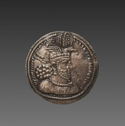 Drachm: Bust of Hormizd II, r., wearing crown (obverse) by Unknown, metalwork, 302-309