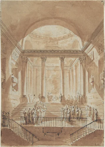 Sacrifice in a Classical Building by anonymous, drawing, 1700-1799