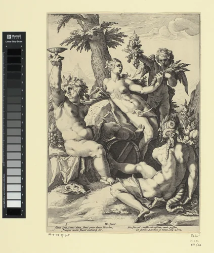 Venus, Bacchus en Ceres (Sine Cerere et Baccho friget Venus) by Unknown, print, 1588