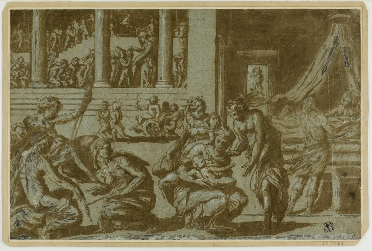 Study for the Allegory of Birth by Giorgio Vasari, drawing, 1580-1599