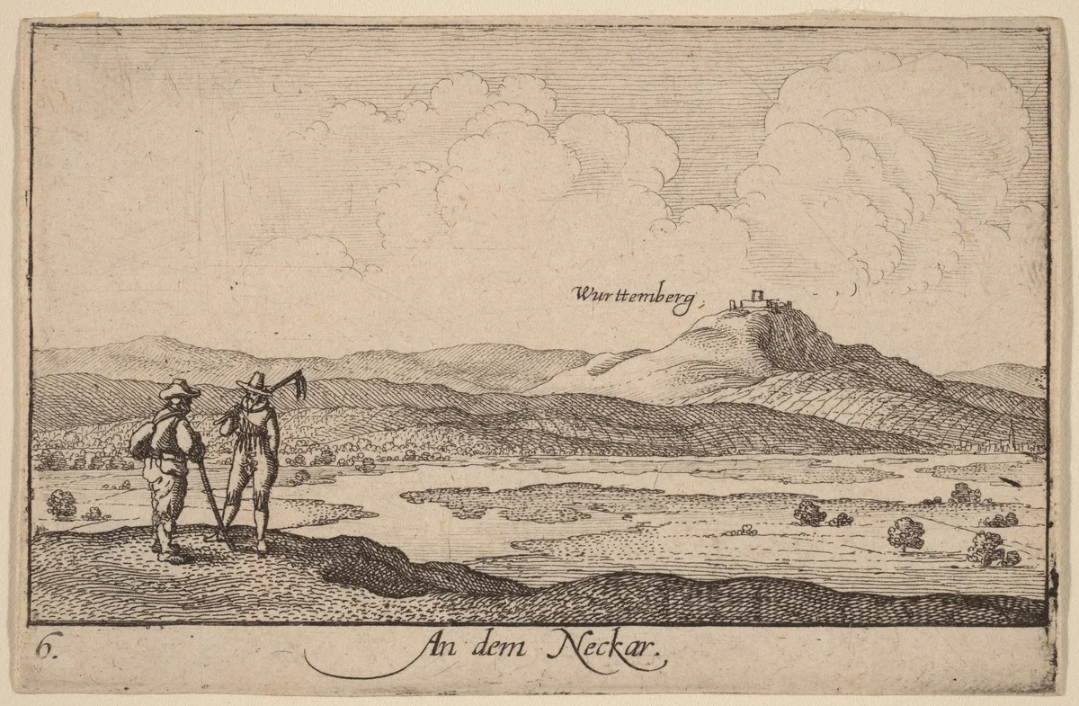 On the Neckar by Wenceslaus Hollar, print, 1635