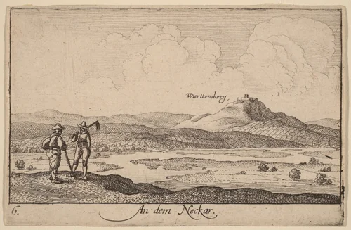 On the Neckar by Wenceslaus Hollar, print, 1635
