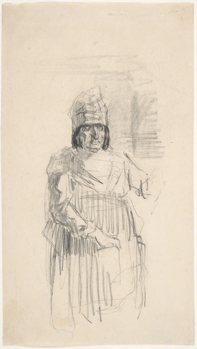 Study of a Figure with Headress by Félicien Rops, drawing, 1833-1898