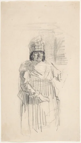 Study of a Figure with Headress by Félicien Rops, drawing, 1833-1898