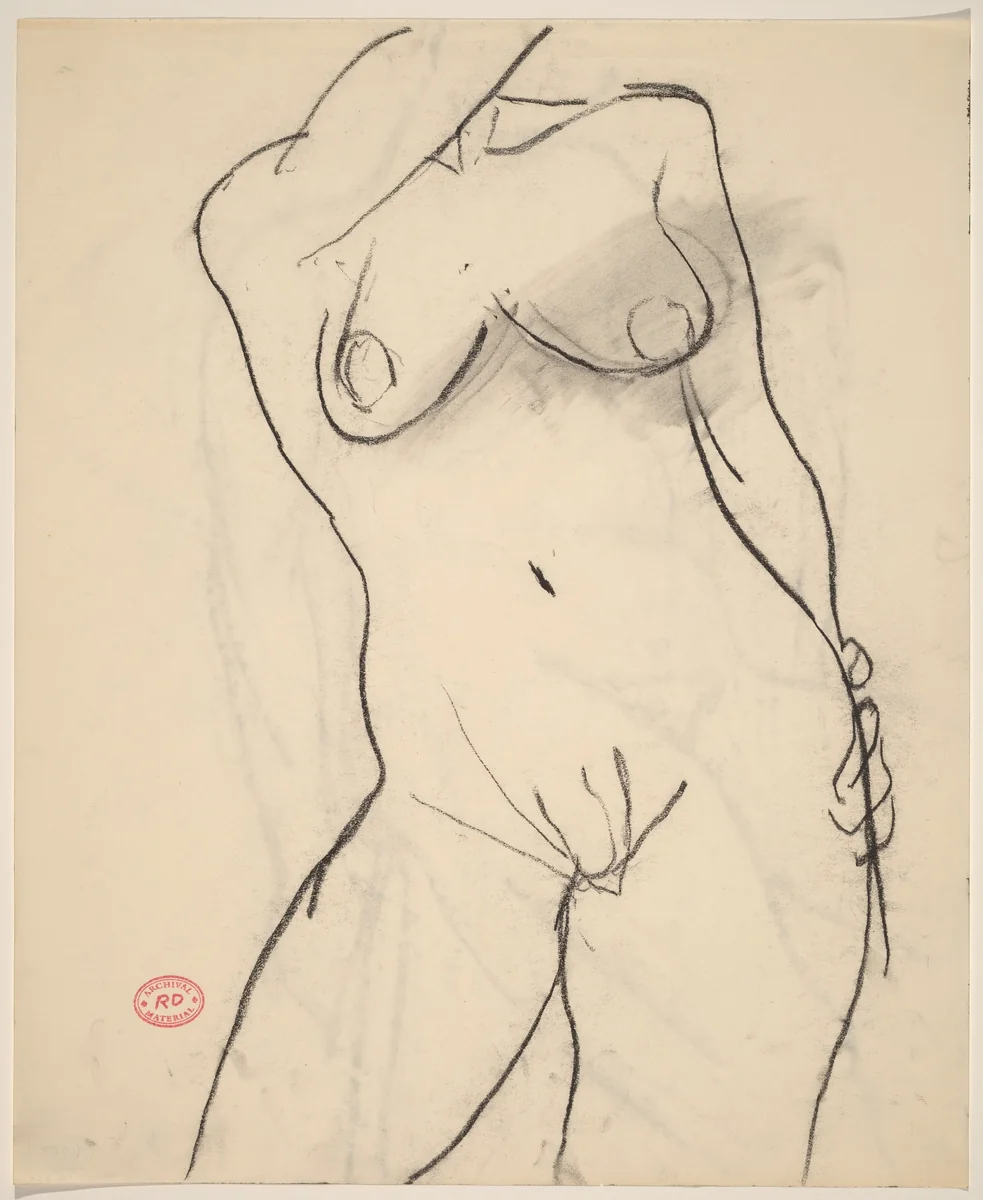 Untitled [nude female torso] by Richard Diebenkorn, drawing, 1955-1967
