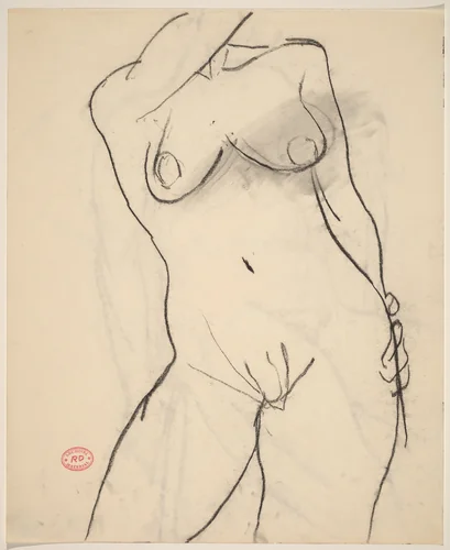 Untitled [nude female torso] by Richard Diebenkorn, drawing, 1955-1967
