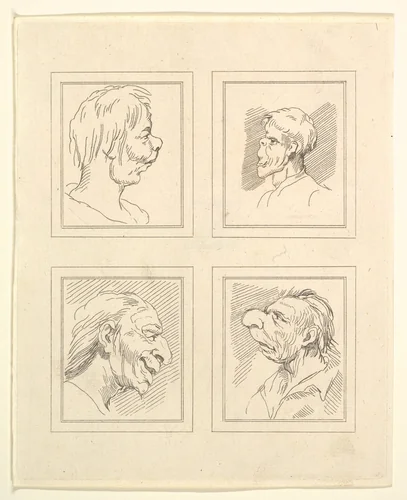 Characaturas by Leonardo da Vinci from Drawings by Wincelslaus (sic) Hollar out of the/ Portland Museum, published as the act directs Nov. 1. 1786 by/ John Clarke. N. 291 Strand, Price 15 in Boards by Wenceslaus Hollar, print, 1786