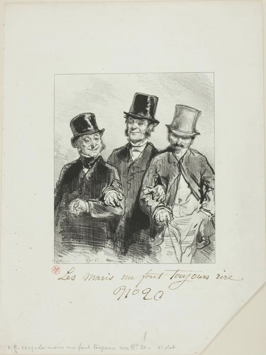 Husbands Always Make Me Laugh: Mme. Jolibiais is stout by Paul Gavarni, print, 1853