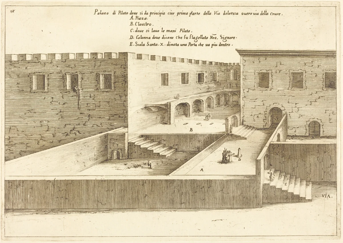 House of Pilate by Jacques Callot, print, 1619