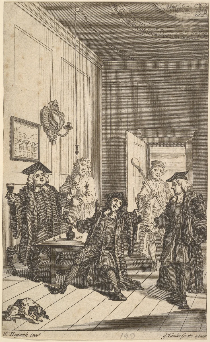 Frontispiece to "The Humours of Oxford" by Gerard Vandergucht, print, 1730