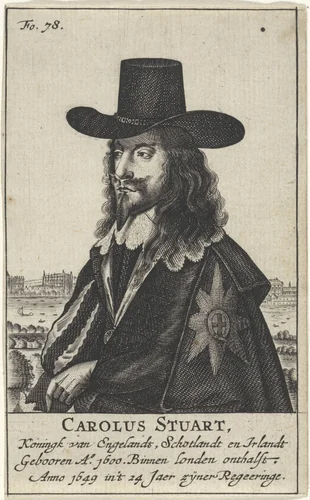 Portret van Karel I, koning van Engeland by anonymous, print, 1649-1727