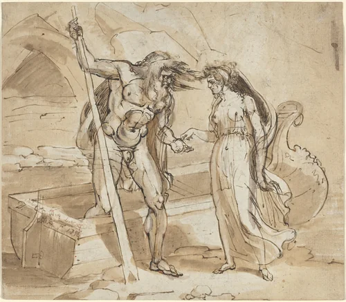 Psyche Giving Her Coin to Charon by Henry Tresham, drawing, 1796
