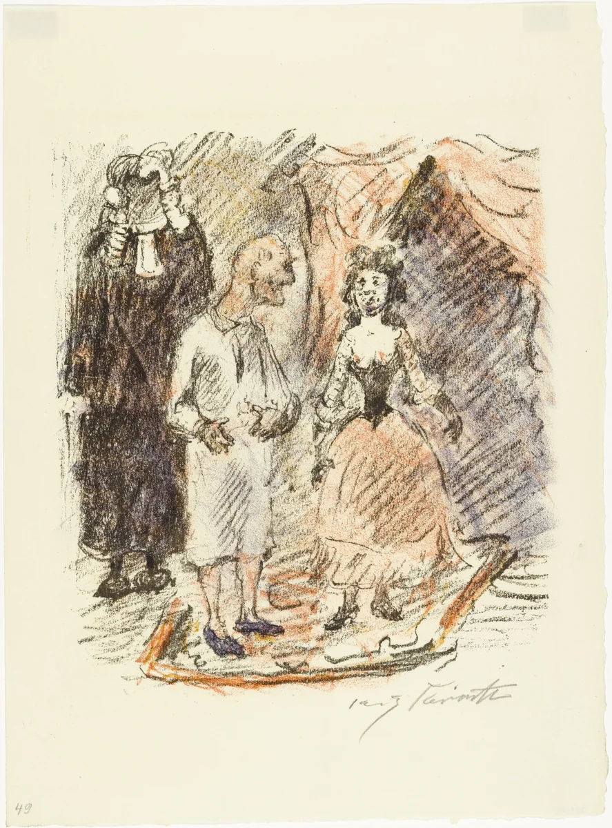 Aline and the President (Aline und der Präsident) from The Queen of Golconda (Die Königin von Golkonde) by Lovis Corinth, print, 1920