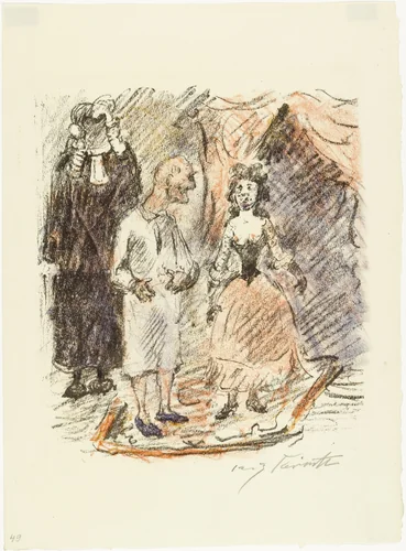 Aline and the President (Aline und der Präsident) from The Queen of Golconda (Die Königin von Golkonde) by Lovis Corinth, print, 1920