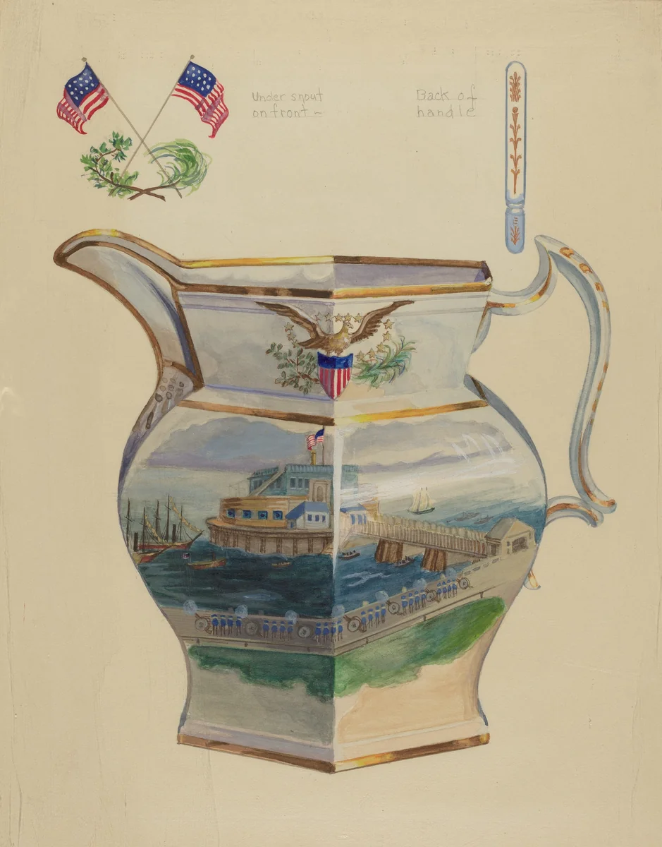 Glazed Stone China Pitcher by Charles Caseau, index of american design, 1935-1942