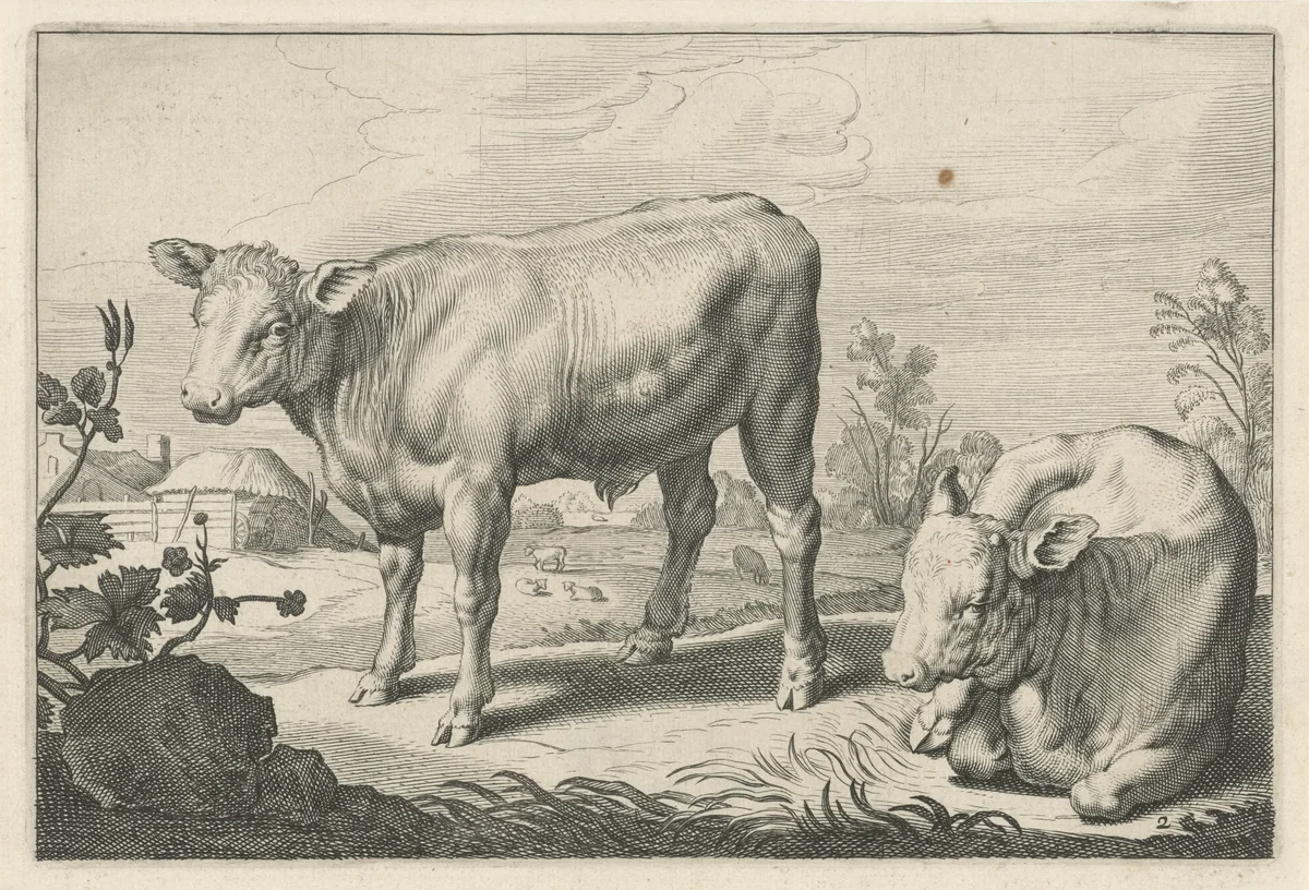 Weiland met twee stieren by Reinier van Persijn, print, 1641