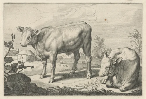 Weiland met twee stieren by Reinier van Persijn, print, 1641
