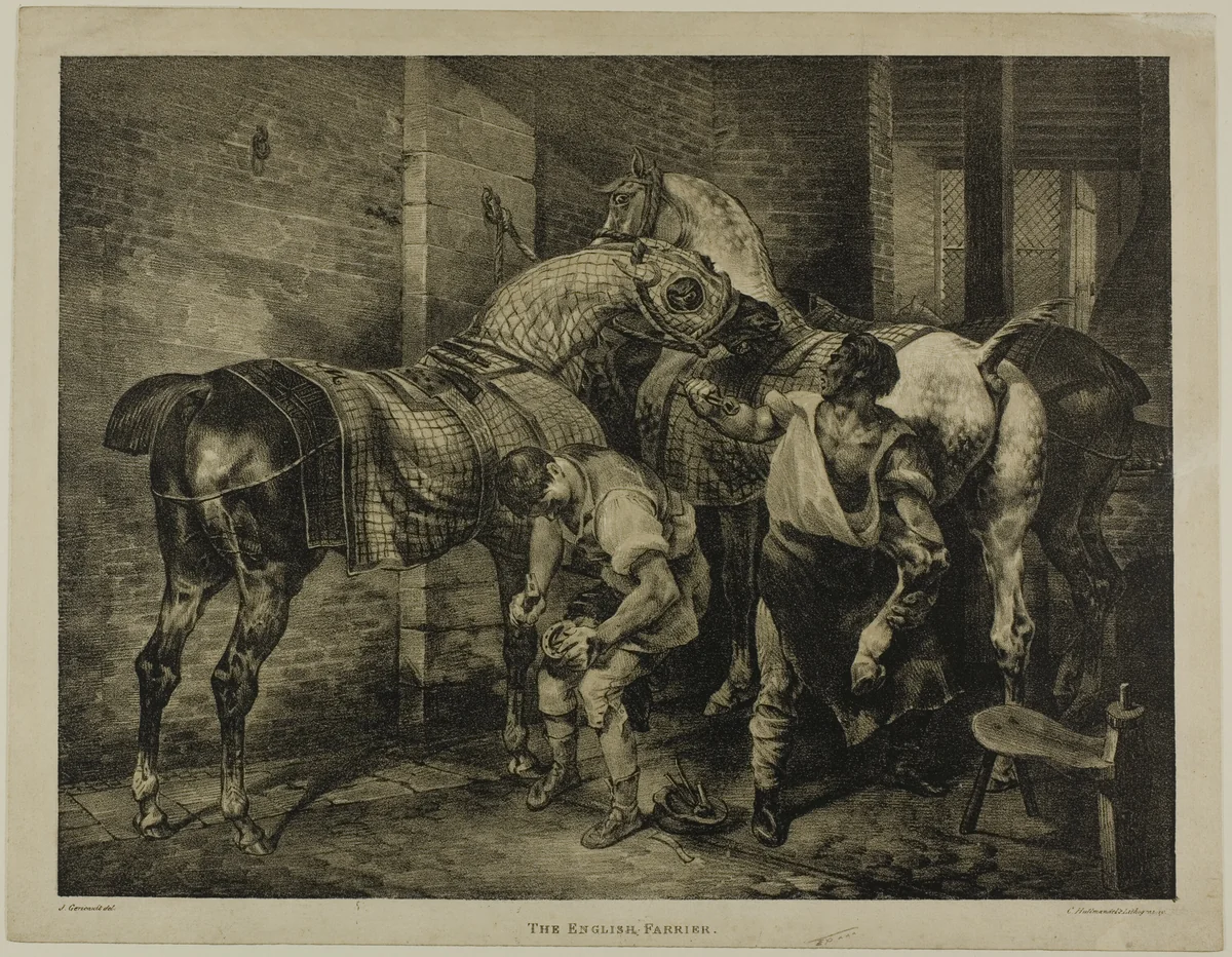 The English Farrier, plate 10 from Various Subjects Drawn from Life on Stone by Jean Louis André Théodore Géricault, print, 1821