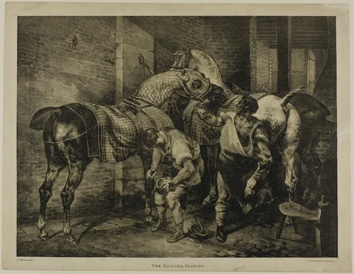 The English Farrier, plate 10 from Various Subjects Drawn from Life on Stone by Jean Louis André Théodore Géricault, print, 1821