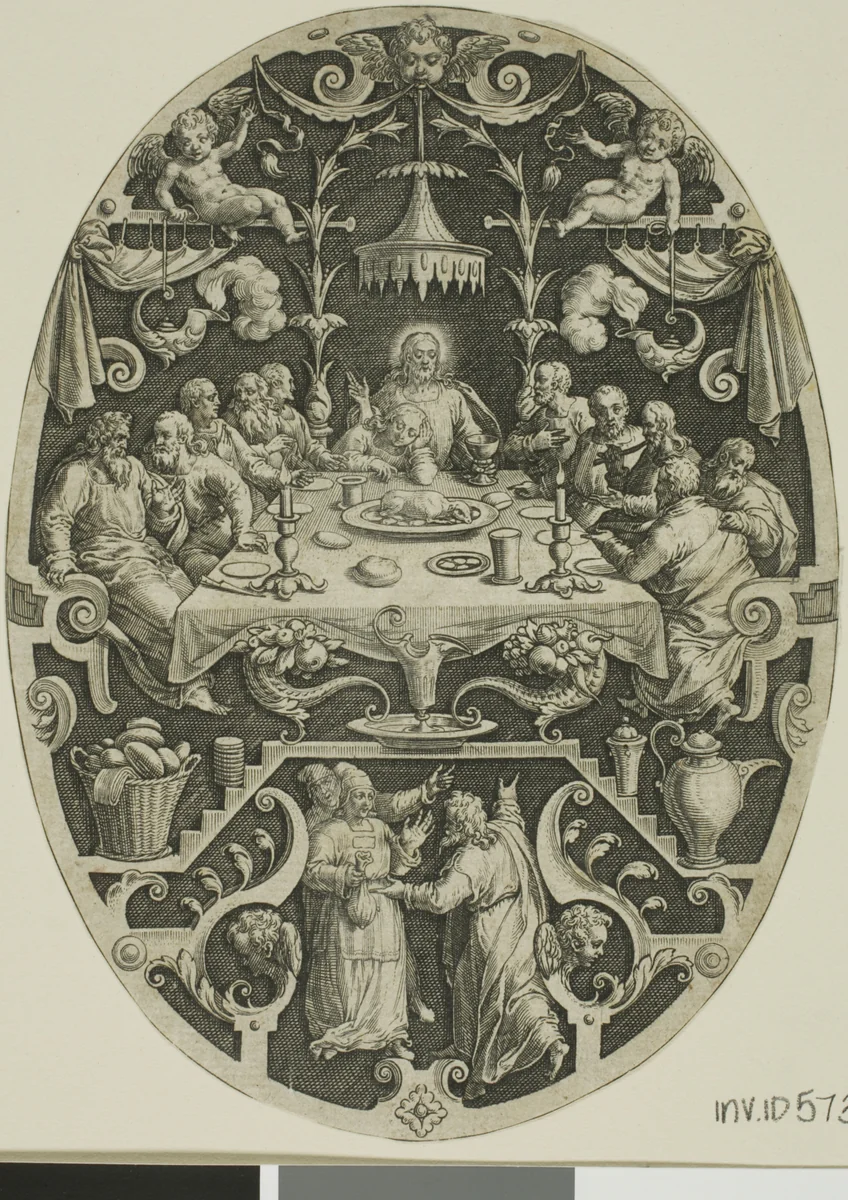 Last Supper, from Passion of Christ by Jan Sadeler, print, 1570-1600