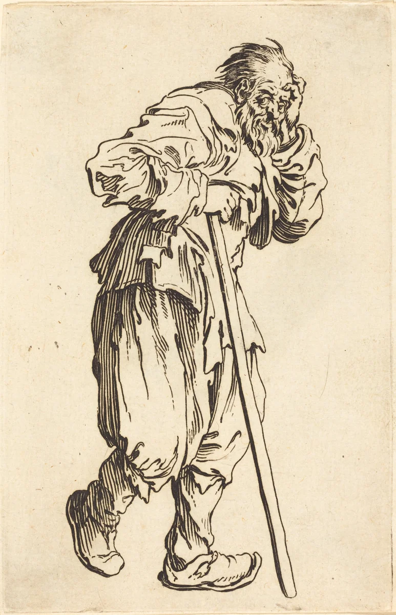 Beggar with a Stick by Jacques Callot, print, 1622