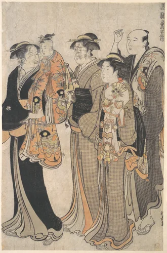 MotHer Carrying Her Baby Girl to the Miya Mairi by Torii Kiyonaga (鳥居清長), print, 1774-1794