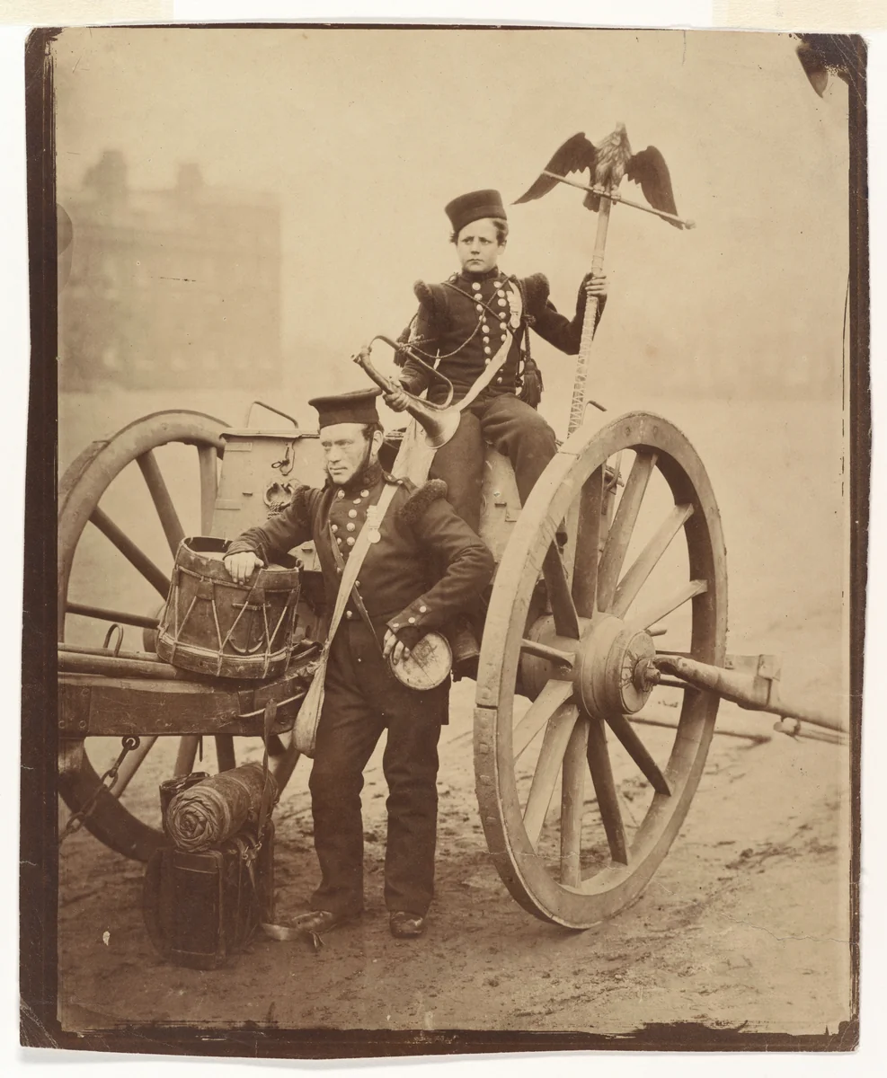 Trumpeter Gritten and Trumpeter Lang at Woolwich by Cundall & Howlett, photograph, 1856