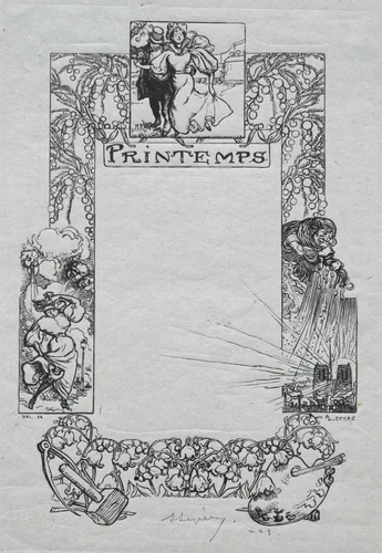 Paris Almanac, 1897: Decorative Border, Spring by Auguste Louis Lepère, print, 1897