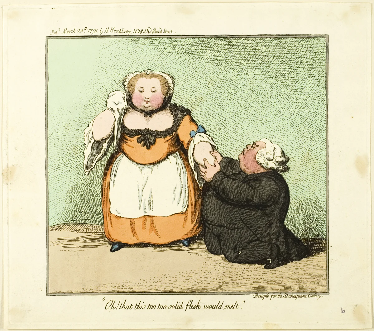 "Oh! that this too too solid flesh would melt." by James Gillray, print, 1791