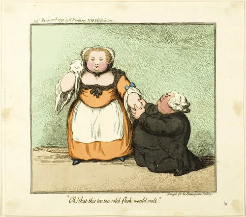 "Oh! that this too too solid flesh would melt." by James Gillray, print, 1791