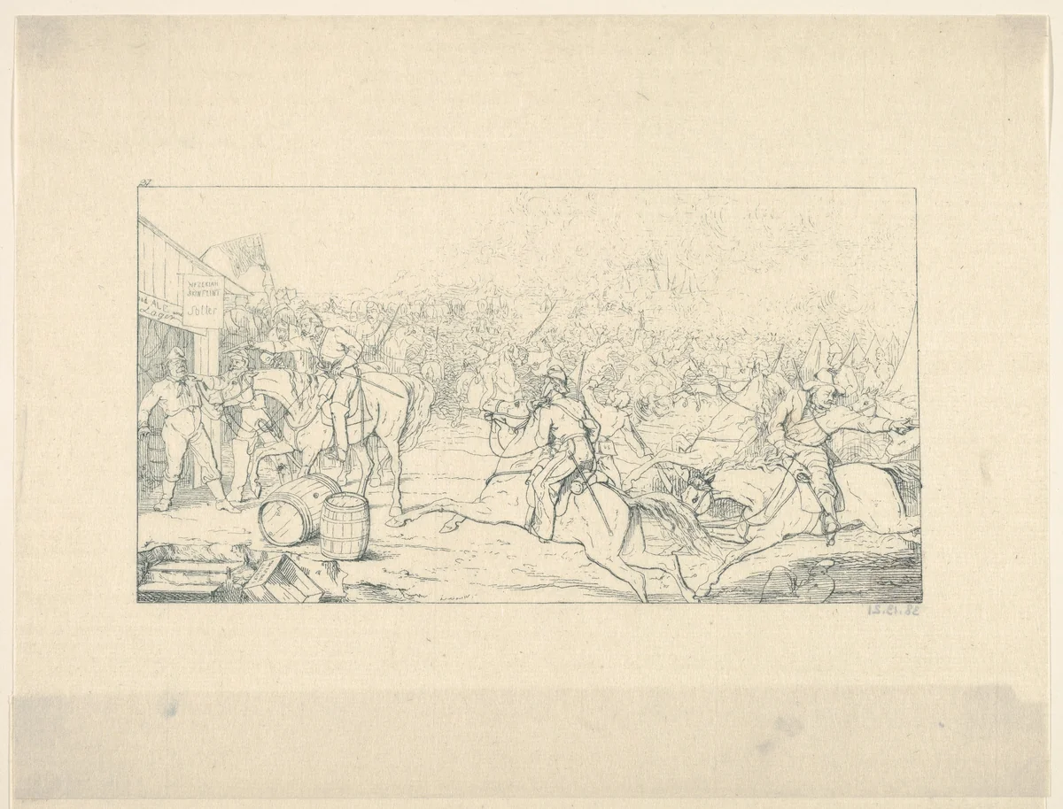 General Stuart's Raid to the White House (from Confederate War Etchings) by Adalbert John Volck, print, 1861-1863