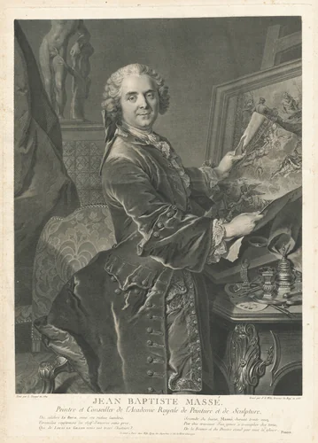 Jean Baptiste Massé by Johann Georg Wille, Louis Tocqué, print, 1755