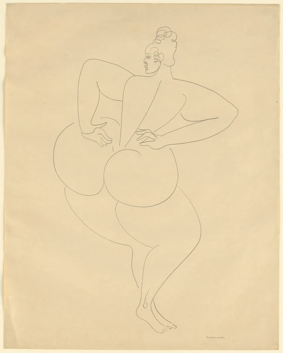Standing Woman, Back by Gaston Lachaise, drawing, 1933