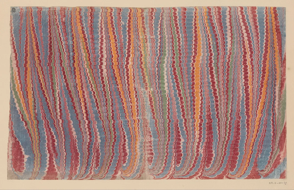 Kammarmer in rood, geel, blauw en groen met aan twee zijden goud op snee by anonymous, other, 1700-1850