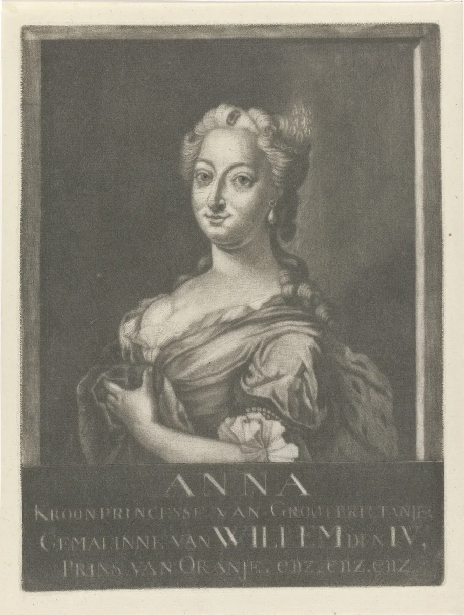 Portret van Anna van Hannover by Rienk Jelgerhuis, print, 1770