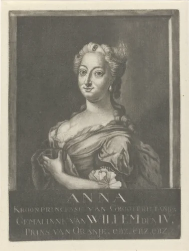 Portret van Anna van Hannover by Rienk Jelgerhuis, print, 1770