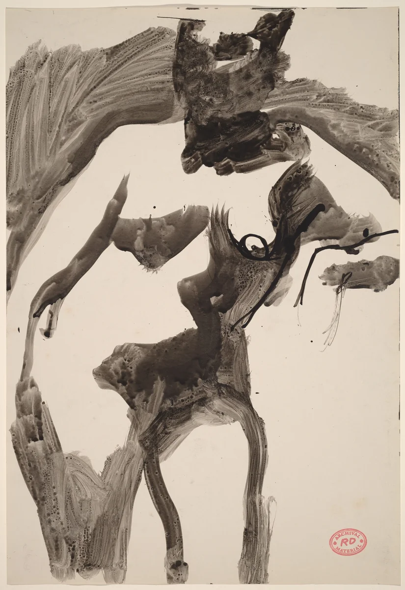 Untitled [standing female nude leaning on left arm] by Richard Diebenkorn, drawing, 1955-1967