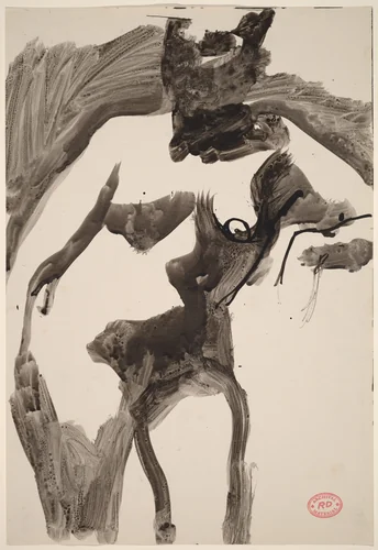 Untitled [standing female nude leaning on left arm] by Richard Diebenkorn, drawing, 1955-1967