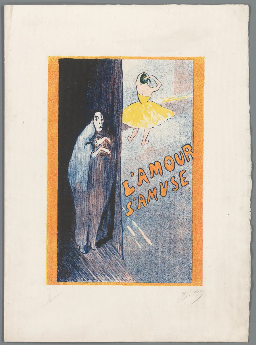 Omslag voor drie prenten met illustraties bij het toneelstuk L'amour s'amuse van Etienne Decrept by Henri Gabriel Ibels, print, 1895