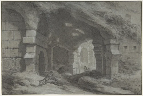 View Within the Colosseum, Rome by Charles Michel-Ange Challe, drawing, 1730-1778