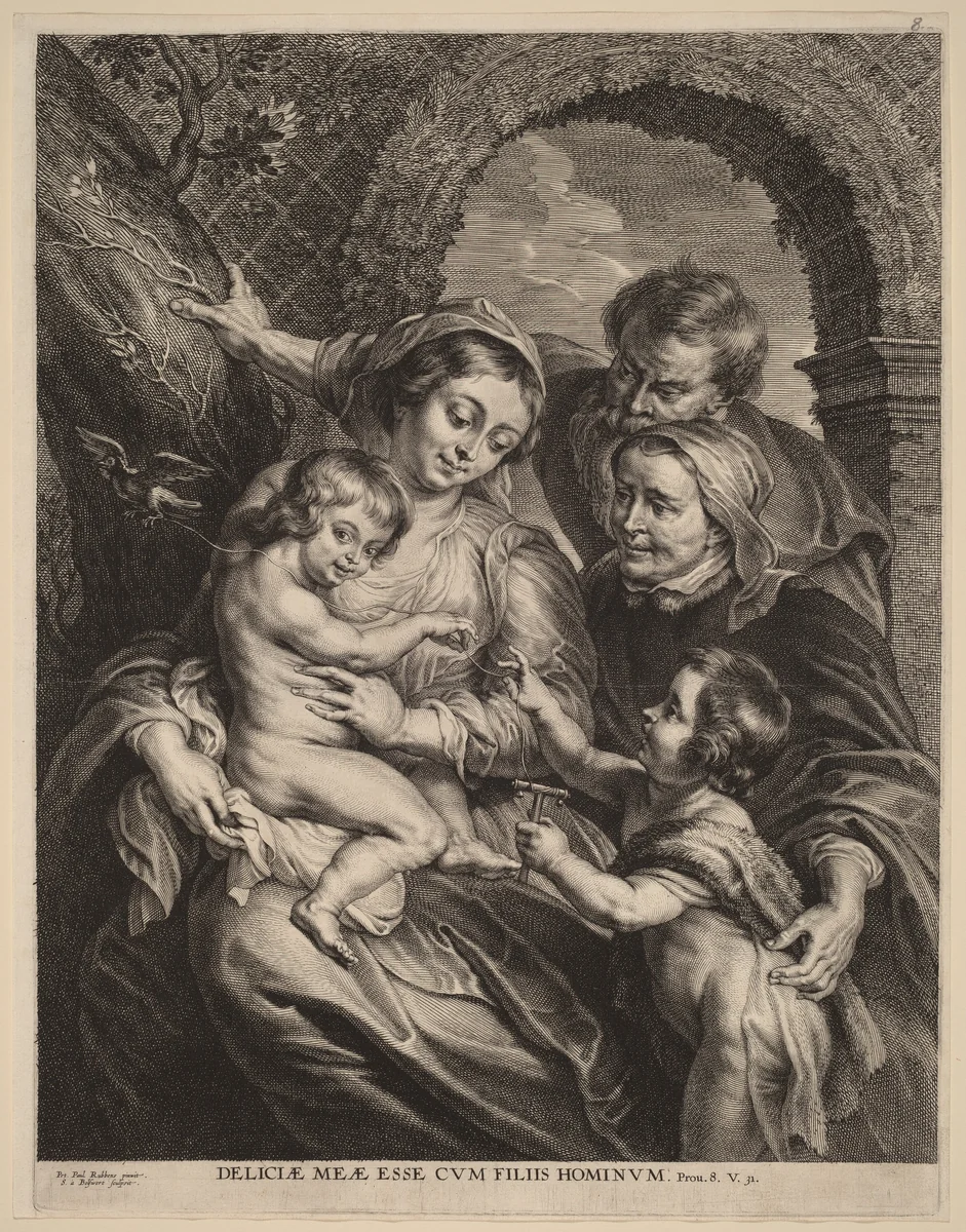 The Holy Family with the Goldfinch by Schelte Adams Bolswert, print, 1586-1659